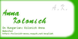 anna kolonich business card